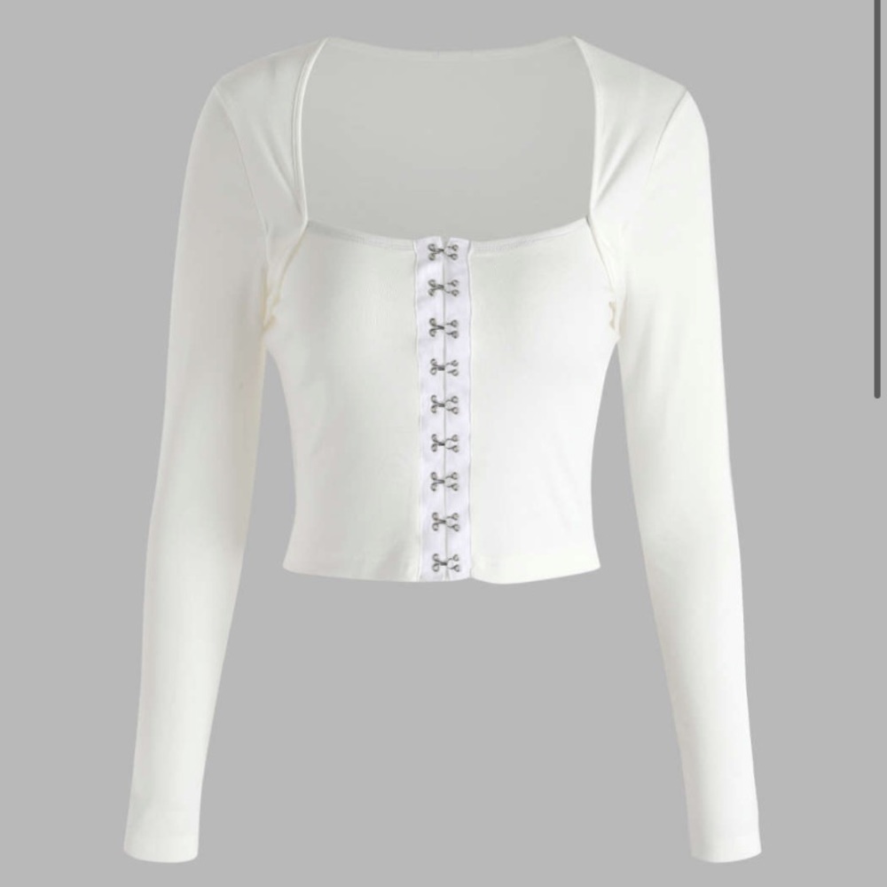 Cider White Lace Up Square Neck Top